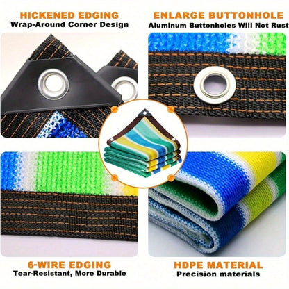 Sun Shade Net Striped Multicolor 90% Sunblock Breathable HDPE Plastic Corner Guards – 2 Sizes Outdoor Shade Cloth for Garden Terrace Balcony Carport Picnic