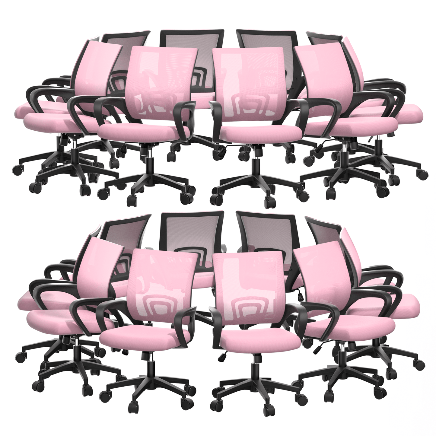 Mesh Office Home Chair, Mid Back Ergonomic Rolling Swivel Chair with Padded Seat and Armrest
