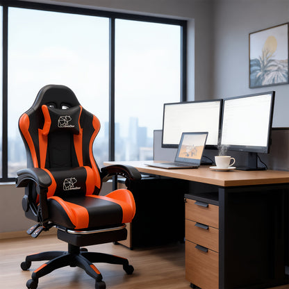 1pc with Footrest/without Footrest Chair, Suitable for Adults And Teenagers, Featuring A Lumbar Support, And Fixed Armrests. An Ergonomic Seat, Home Office Settings, Modern Gaming Chairs, High-quality Padding, Suitable for Home And Office Use