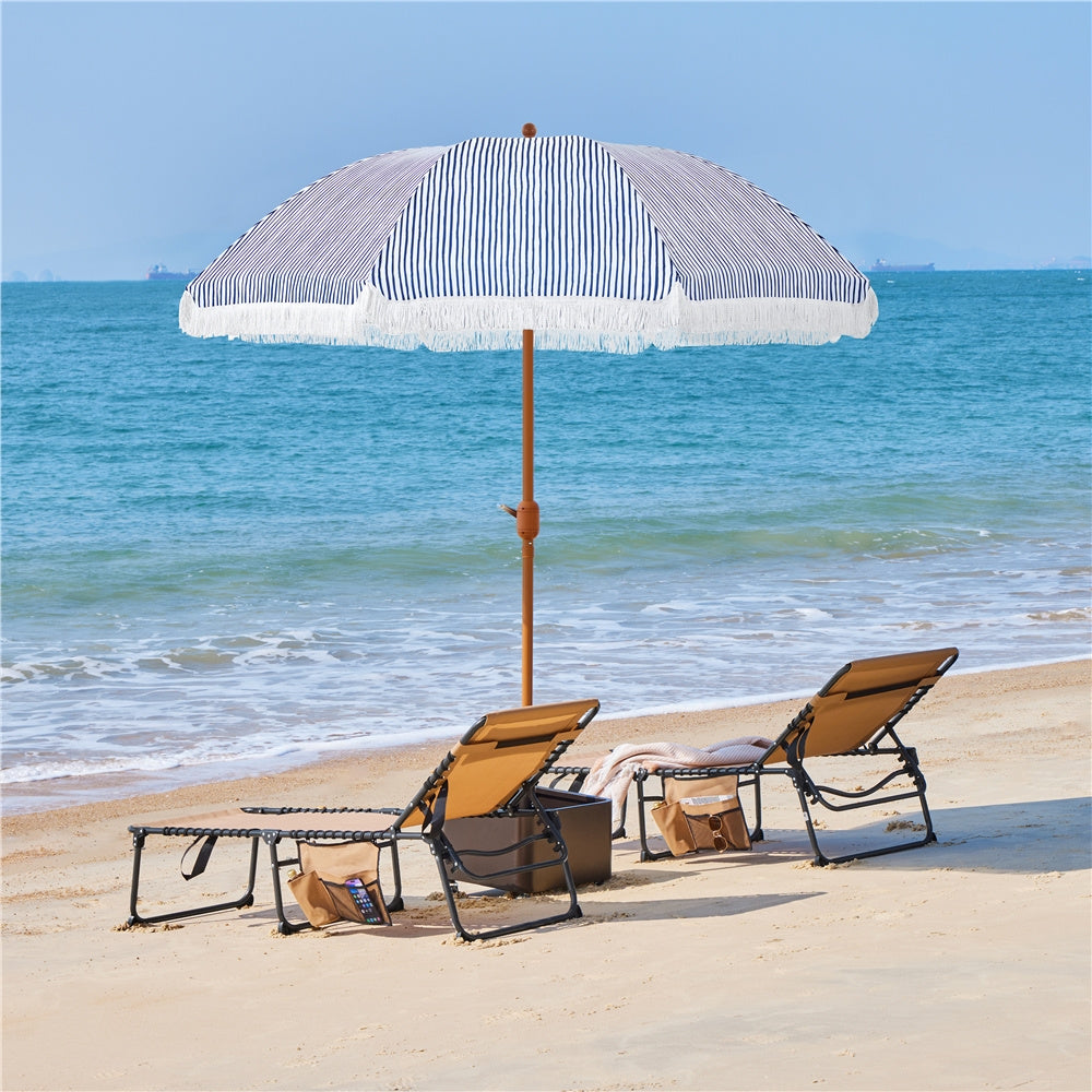 Costoffs 7.5ft/9ft Golf Umbrella with Tassels, Fringe Portable Beach Umbrella, Umbrella Outdoor Patio with Crank Operating Mechanism, Tilting Aluminum Pole, Fiberglass Ribs For Garden, Pool