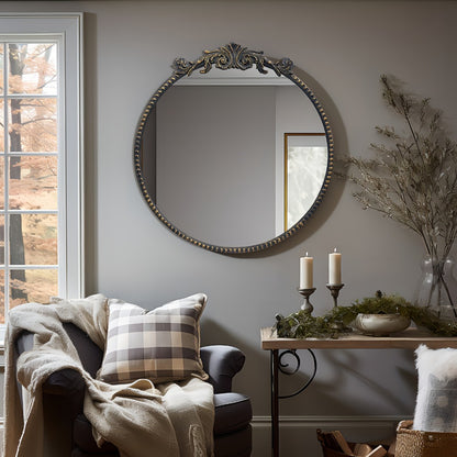 24-Inch Round Wall Mirror, Bathroom Vanity Mirror for Dressing and Daily Routines detail image - detail view 21