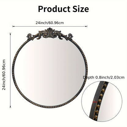 Wall Mirror shown in the Vintage Black, 24inch option