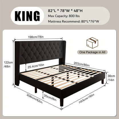Bed Frame shown in the Black, King option