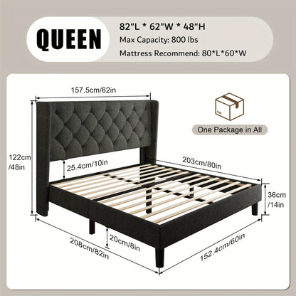 Bed Frame shown in the Dark Gray, Queen option