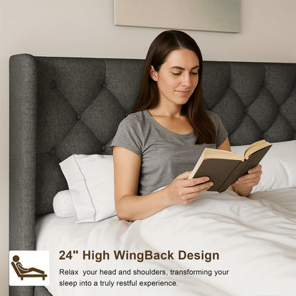 24-Inch Solid Wood Bed Frame with Multiple Color Options for Bedroom detail image - detail view 24
