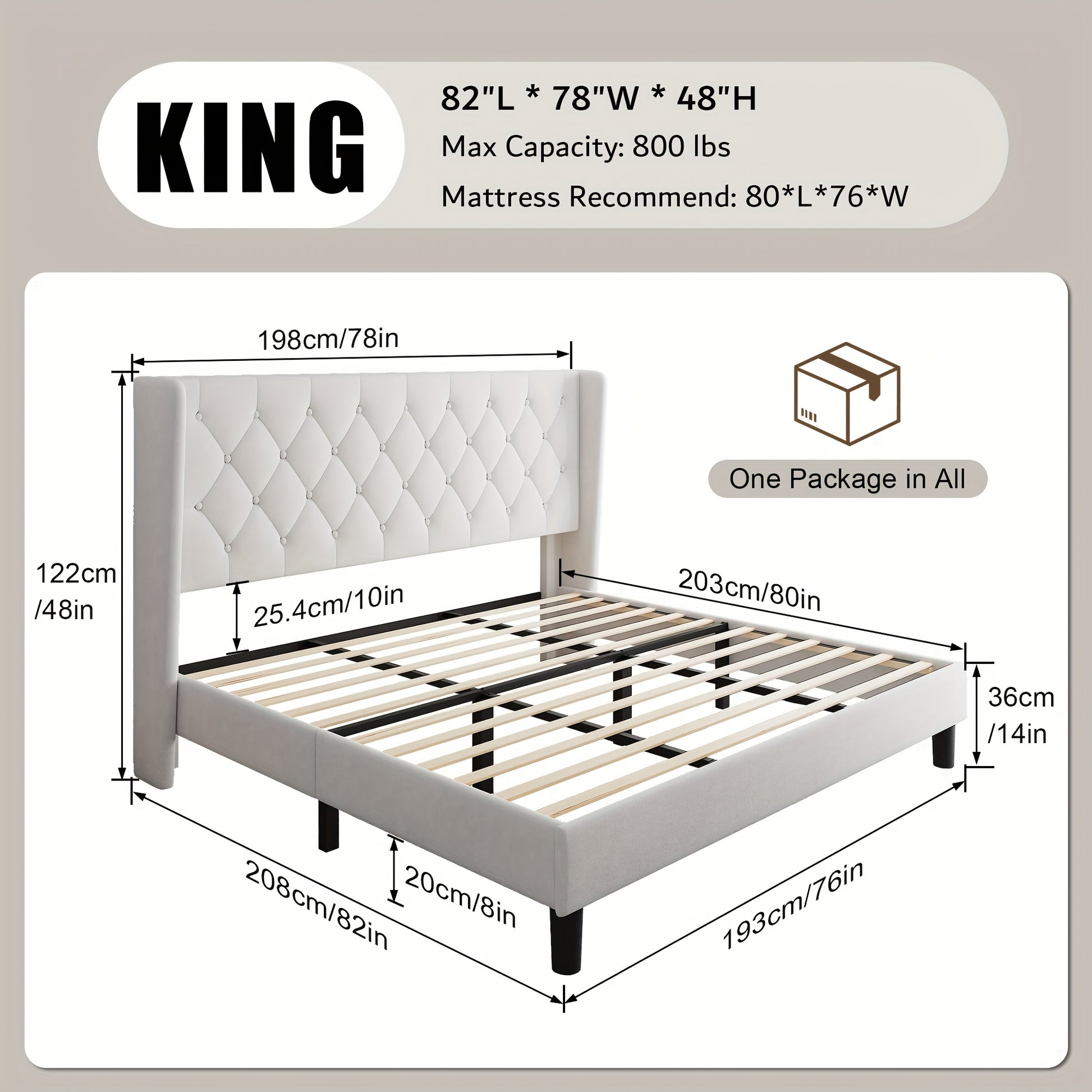Bed Frame shown in the White, King option