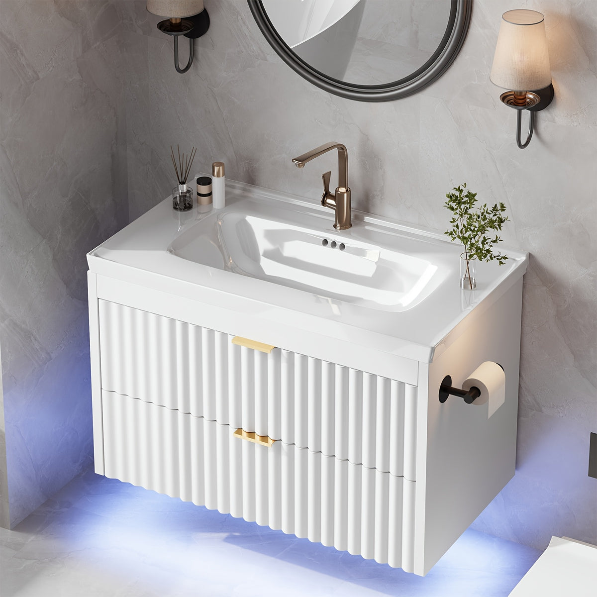 Bathroom Vanity shown in the White option