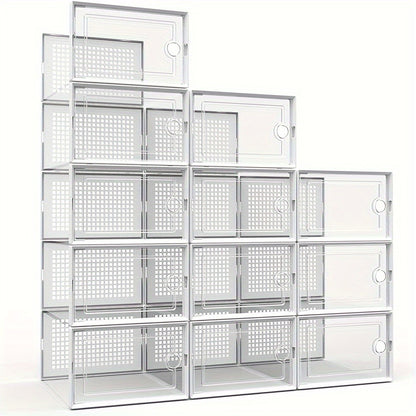 24-Pack Plastic Shoe Organizer with Secure Lid and Stackable Design for Entryway detail image - detail view 4