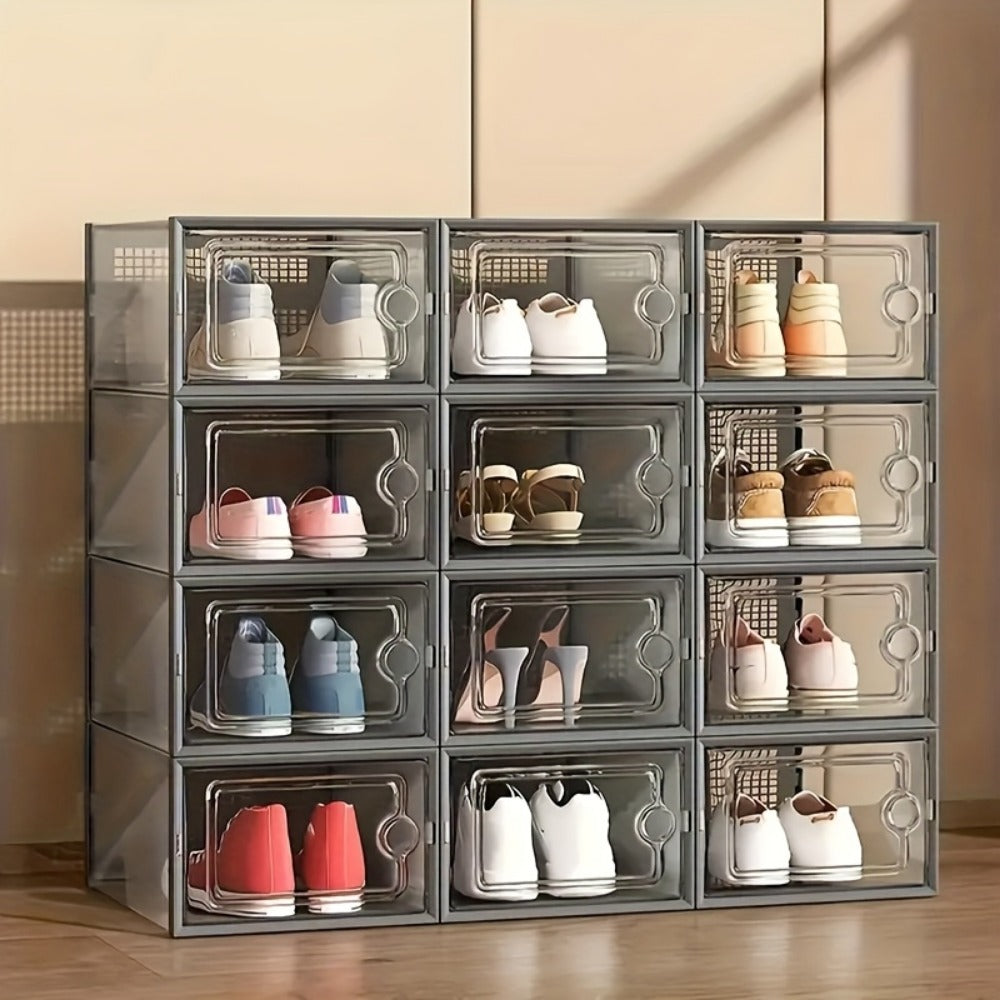 24-Pack Plastic Shoe Organizer with Secure Lid and Stackable Design for Entryway detail image - detail view 8