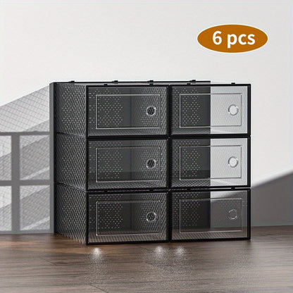 Shoe Storage Box shown in the Black, 6pcs option