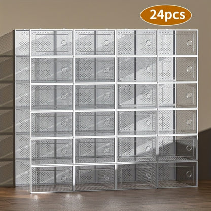 24-Pack Plastic Stackable Shoe Storage Box with Stackable Design for Entryway detail image - detail view 11