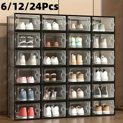 Shoe Storage Box, Clear Stackable Shoe Boxes with Lids 6, 12 or 24 Pack, Plastic Shoe shown in the main product view