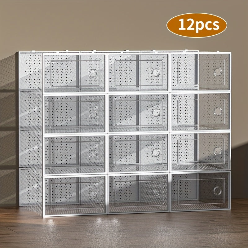 Shoe Storage Box shown in the White, 12 Pack option