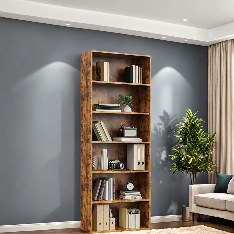 5/6-Tier Floor-Standing Bookshelf Organizer - Multi-Functional Open Shelf for Books, Decor & Cosmetics | Space-Saving Storage Unit for Home Office, Living Room & Bedroom | Modern Industrial Design
