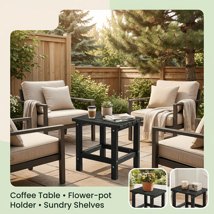 [Weather Resistant Side Table] Weather Resistant Oversized Outdoor Side Table | 19.68" Poly Lumber Adirondack Patio Side Table for Poolside, Garden, Christmas & Halloween