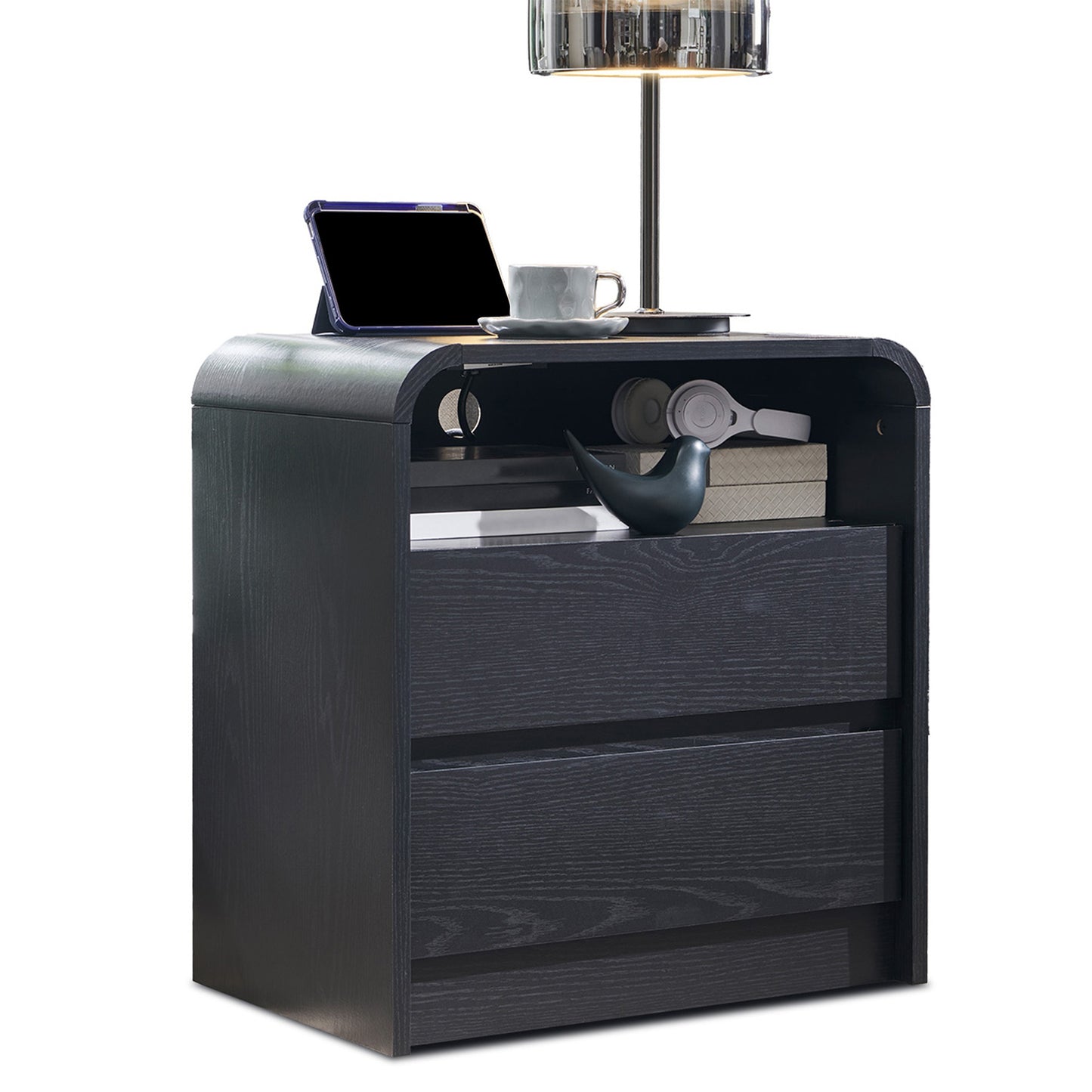 Nightstand shown in the Black, 1 Piece option