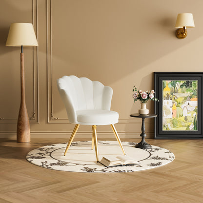 1 Velvet Dining Chair - Woven Upholstery, Golden Metal Legs, Modern Style, Suitable for Living Room, Dining Room, Kitchen, Comfortable Seating Solution