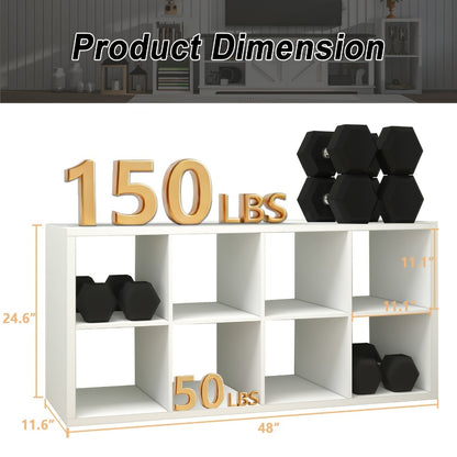 Cube Storage Bookshelf 2 3 4 6 8 9 Cube Open Display Cabinet Thick Frame Floor Standing Bookcase with Anti-Tip Kit for Living Room Bedroom Study, 4 Colors