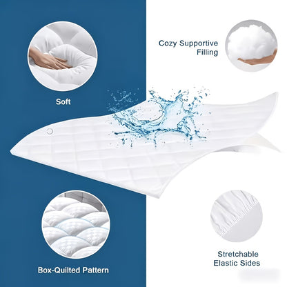 [Cooling Comfort Breathable] Queen Cooling Mattress Topper Suitable for Cooling Comfort Breathable Bed Cover, Soft Pillow Top Deep Pocket Mattress Pad Protector with Microfiber Cover, Machine Washable Temperature Regulation for Hot Sleepers, Layered