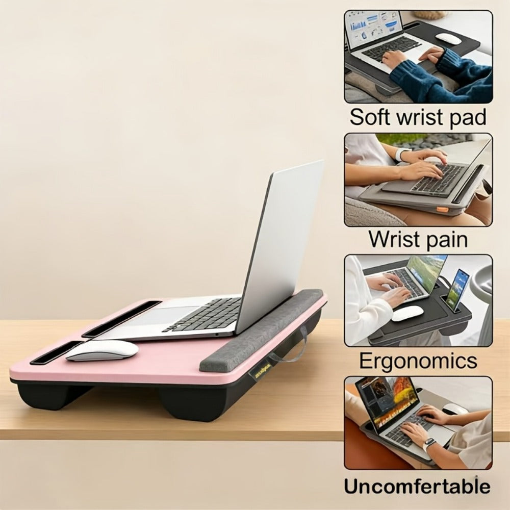 Portable Laptop Bed Table Lap Desk with Tablet Slot Card Holder Multifunctional Tray for Bed Sofa Floor Dining Reading Writing Ergonomic Movable Home Office Desk
