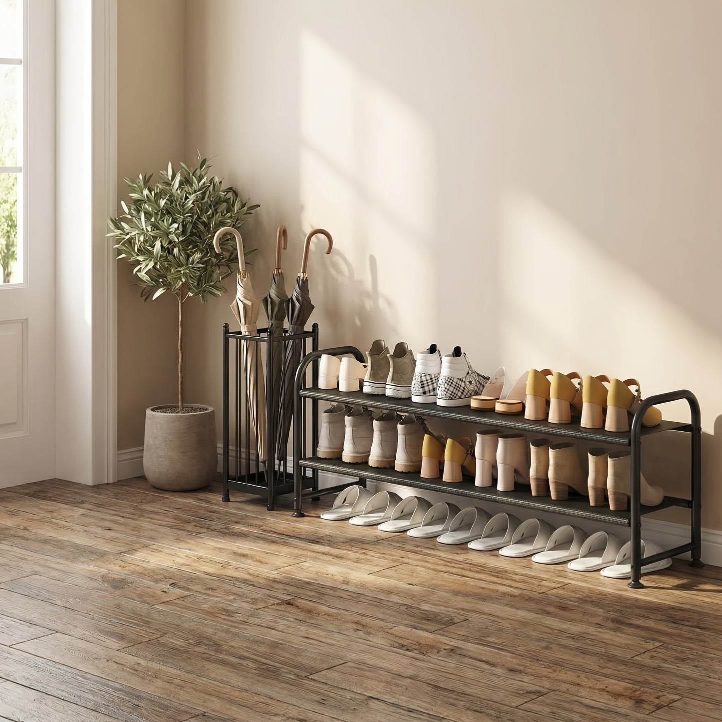 SUOERNUO 2/3/4-Tier Long Shoe Rack, Large Capacity Storage Organizer, Stackable Wide Shoe Rack Suitable for Wardrobe, Floor, Entrance, Porch, And Storage