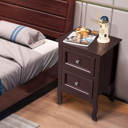LEADZM 2pcs Country Style Nightstand, Wood Nightstands With 2 Drawers, Bed Side Table/ Night Stand For Bedroom, College Dorm, Living Room