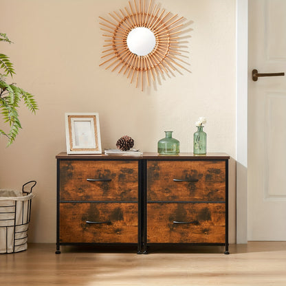 Nightstand Dresser For Bedroom With 2 Drawer, Small Dresser Beside Tables, Nightstand With Removable Fabric Bins For Small Spaces, Closet, Entryway, College Dorm, 1pc/2pcs Options Available