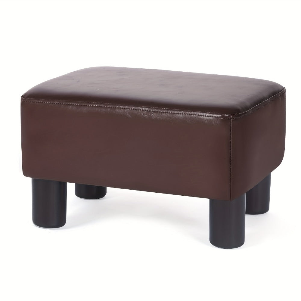 Small Ottoman Footstool with Hidden Storage 15.6 Inch Rectangular PU Leather Footrest Anti-Skid Legs for Living Room Bedroom Office Sofa Black Brown Gray