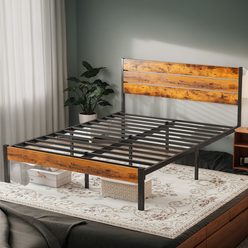 Modern All-Metal Bed Frame with Headboard And Footboard – Tool-Free Assembly, Underbed Storage, No Box Spring – Available in Queen, Full, And Twin Sizes