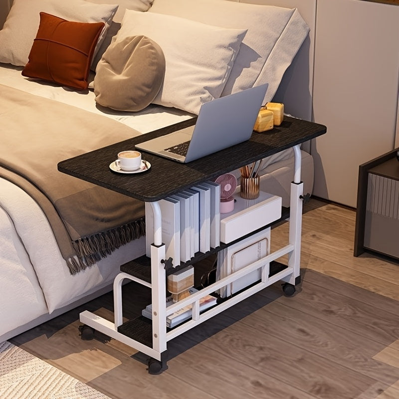 Adjustable Height Mobile Computer Desk; Double-layer Storage Multi-functional Table; Student Home Learning Game Table; Portable Bedside Sofa Office Desk; Su For Bedroom, Apartment, Living Room; Coffee Table Computer Desk; Space-saving Design Random