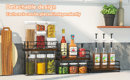 3-Tier Bottle Organizer Rack for Coffee Bar - Countertop Syrup Holder, Liquor Display Stand, No Assembly Required, Kitchen Storage Shelf