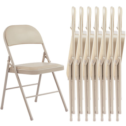 PU Leather Folding Chairs with Padded Seats & Steel Frame, Portable Stackable Chairs for Events Weddings Dining Home Office Church, 2 4 8 10 12 20 Packs Available in Khaki Black Grey