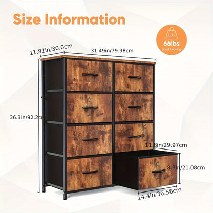 1 Or 2pcs 8-drawer Dresser with Metal Frame, High Feet, Can Be Mounted On The Floor Or Fixed to The Wall, Save Space, Quick Storage, Suitable for Indoor Use, Bedroom Storage