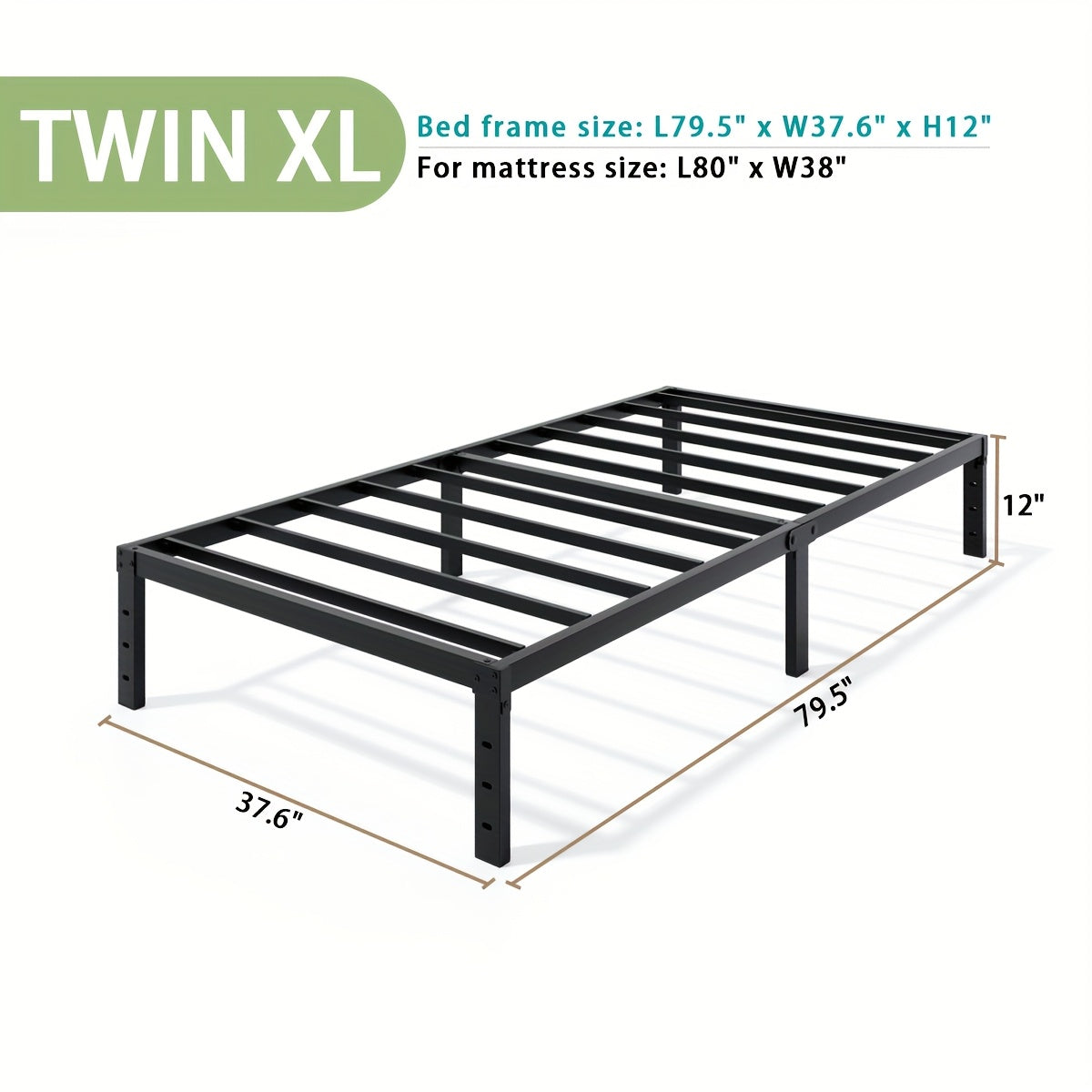 Heavy-Duty Metal Bed Frame with Under-Bed Storage - Sturdy Mattress Foundation, -Free/ Easy Assembly (for all parts assembled), No Box Spring Needed, 12/14/16/18 Inch Bed Frame, Black, Low-Maintenance Bed Base for Small Spaces & Large