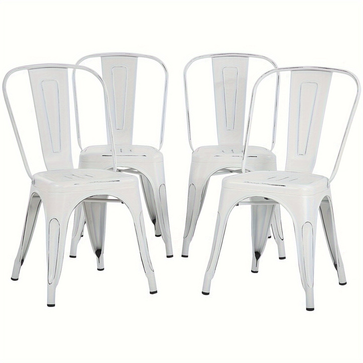 4-Pack Stackable Metal Chairs | Classic Iron Dining Chairs, 18 Inch, for Patio, Dining, Bistro, Cafe, Side Barstool, Coffee Chair, Indoor-Outdoor Use, Mixed Color, DOPINMIN