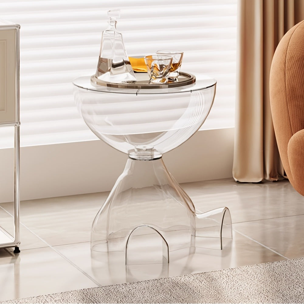 Acrylic Minimalist Coffee Table, Transparent Sofa Side Table for Living Room Bedroom Small Space, Multi-functional Storage End Table Nightstand, 6 Colors
