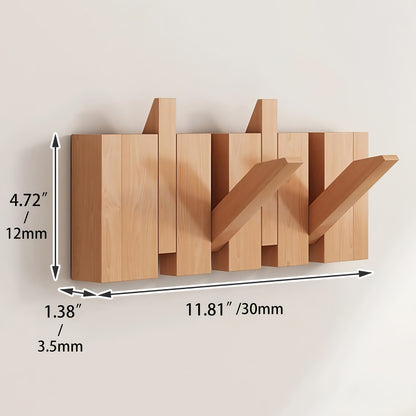 1pc Natural Wood Wall-Mounted Coat Rack with 10 Hooks - Piano-Shaped Accordion Design, Walnut Finish, Space-Saving Vertical Storage for Entryway, Bedroom, Bathroom - Easy Assembly, No Batteries/Electricity, Durable Multi-Purpose Organizer for Coats, Hats,