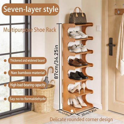 Bamboo Shoe Rack 4-8 Tier Freestanding Shoe Organizer for Entryway Hallway Bedroom Closet – Space-Saving Multi-Layer Shoe Storage Shelf for Home & Dorm