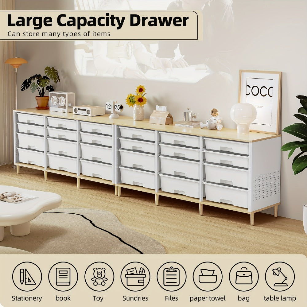 12-Drawer Storage Cabinet with Tabletop Cube Organizer for Home Office Living Room Bedroom Classroom Playroom Craft Room Rainbow White Purple Grey