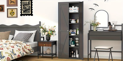 Metal Storage Cabinet, Metal Kitchen Pantry Cabinet, Food Pantry Storage Cabinets With Doors And Shelves, Large Steel Storage Cabient For Dinning Room, Laundry Room, White/Black