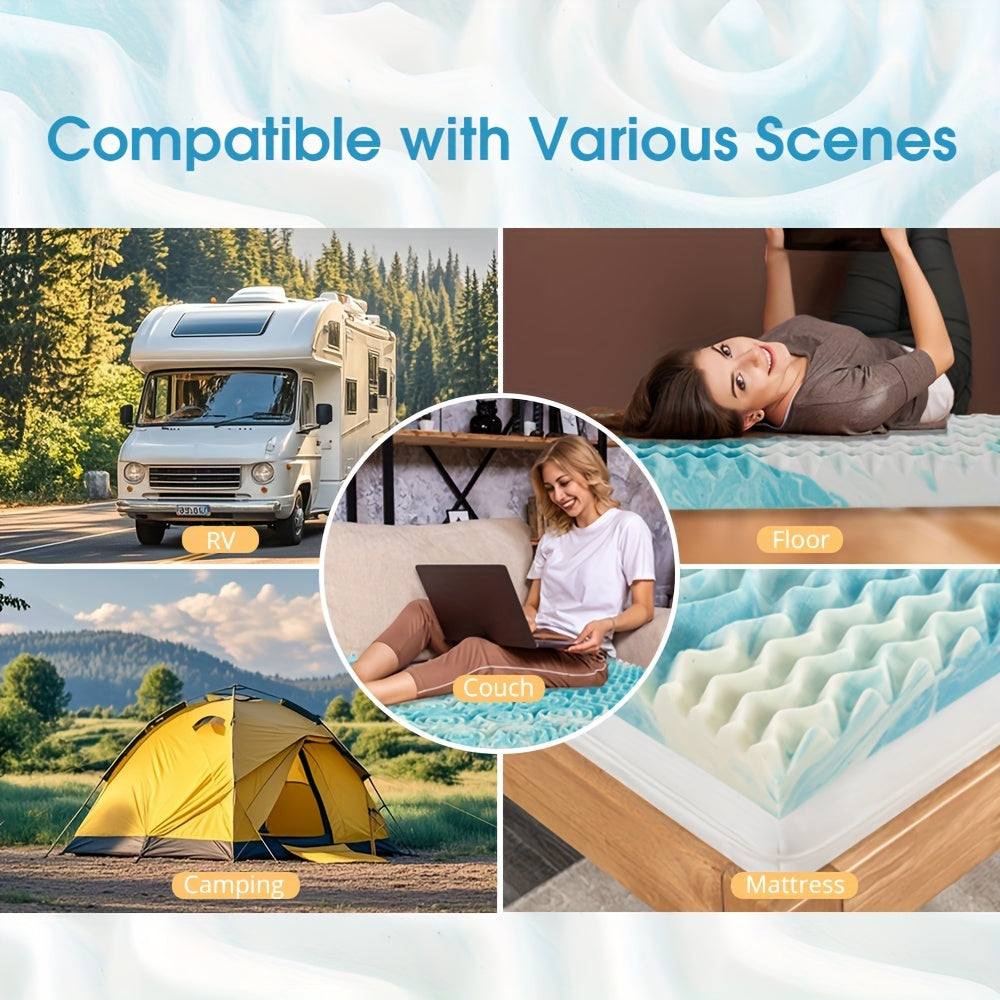 5-Zone Memory Foam Mattress Topper in 2/3/4 Inches, Featuring Cooling Gel-Infused Foam for Enhanced Comfort And Support, Conveniently Packaged in a Box for Easy Transport, with a Ventilated Design