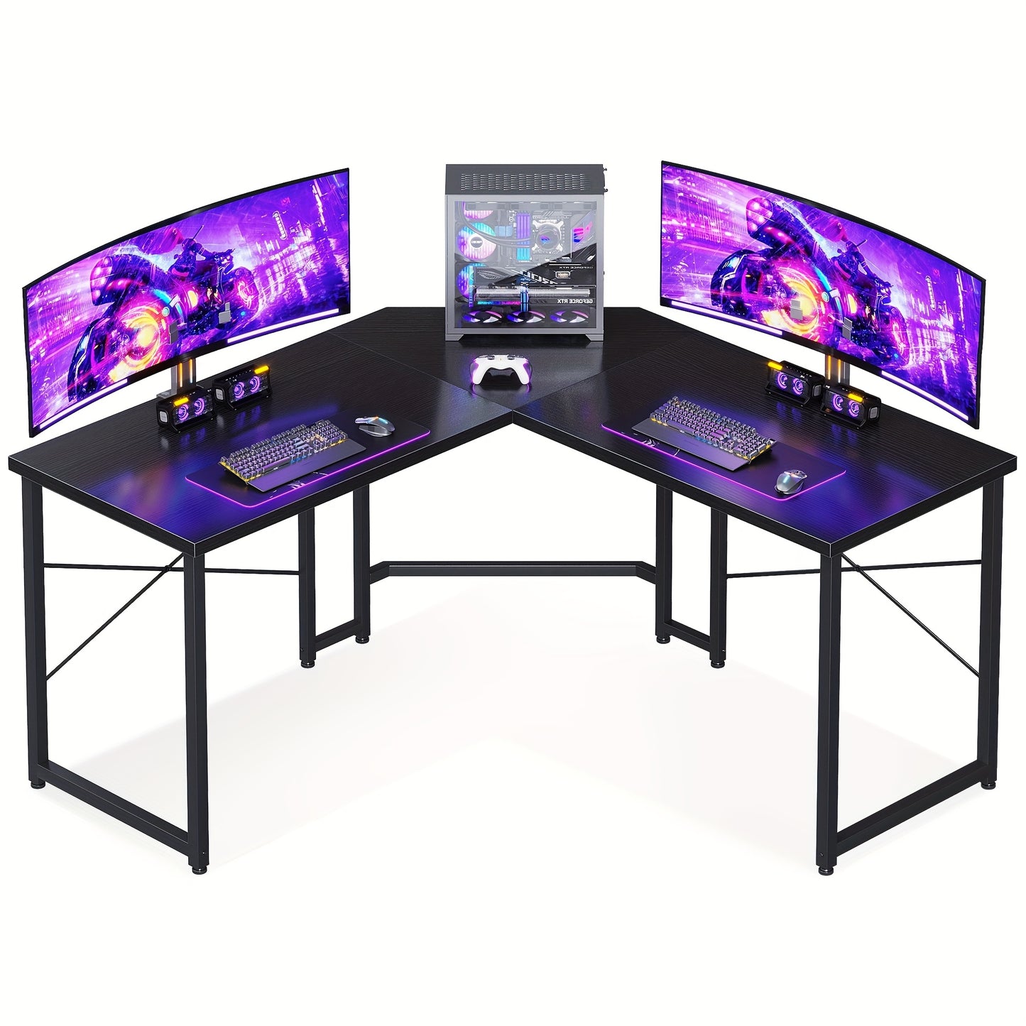 51 Inch L Shaped Corner Desk for Home Office, Computer Desk Sturdy Writing Workstation for Small Space, Black, Small Office Desk, Office Table, Computer Table for Small Spaces, Folding Desk Table, Office Furniture, Small Space Solution