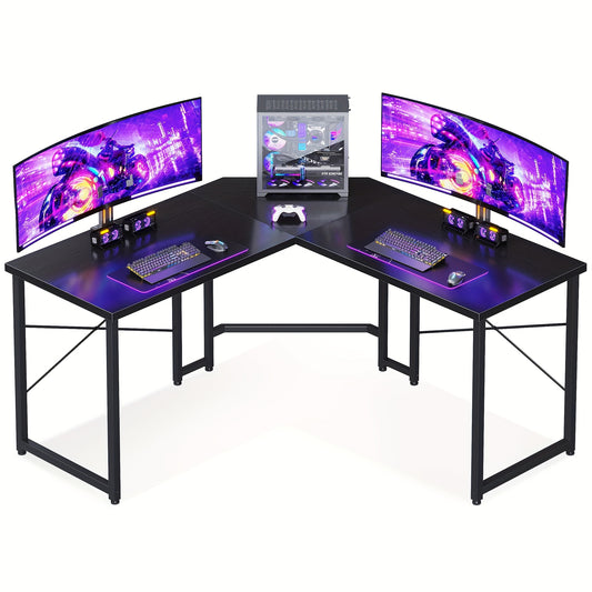 51 Inch L Shaped Corner Desk for Home Office, Computer Desk Sturdy Writing Workstation for Small Space, Black, Small Office Desk, Office Table, Computer Table for Small Spaces, Folding Desk Table, Office Furniture, Small Space Solution