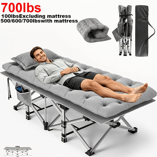 Bed Frame Sold Separately, 59/75 Inch Oversized Thick Folding Bed, Camping Bed, Portable Folding Guest Bed, with a Weight Capacity of 100/500/600/700 Pounds, Including Mattress, Suitable for Gardens, Balconies, Outdoors, And Camping