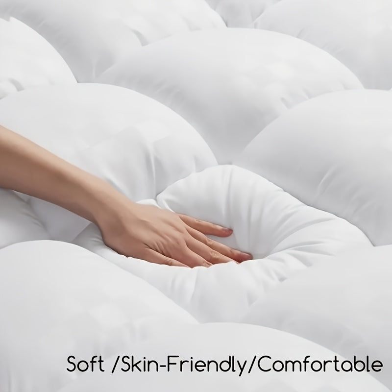 [Plush Machine Washable Topper] Mattress Topper with Overfilled Down Alternative Pillow Top - Baffle Box Design, Plush Support, Machine Washable, Fits 8-21" Deep Pocket Mattresses, Comfort Layer, Luxurious Feel, Durable Polyester