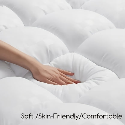 [Plush Machine Washable Topper] Mattress Topper with Overfilled Down Alternative Pillow Top - Baffle Box Design, Plush Support, Machine Washable, Fits 8-21" Deep Pocket Mattresses, Comfort Layer, Luxurious Feel, Durable Polyester