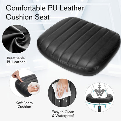 Armless Small Desk Chair with Memory Foam Seat – PU Leather Rolling Task Chair with Low Back Lumbar Support for Vanity, Bedroom, Living Room & Study, Brown, Beige, Black