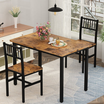 LAMERGE 3pcs Dining Table And Chair Set, Small Space Dining Table And Chair Set, Dining Table, Simple, Suitable for Small Space Living Rooms, Bedrooms And Kitchens Dining Table Set, Perfect Home Furniture, Bedroom Furniture, Spacesaving