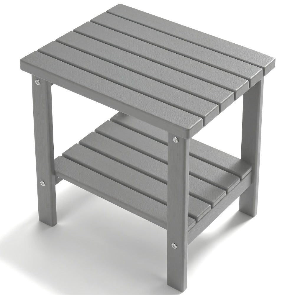 Adirondack Side Table HDPE Outdoor Weather Resistant Square End Table – Patio Backyard Pool Beach Indoor Use, Easy Maintenance (Black, White, Grey, Brown)