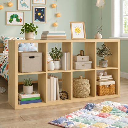 Cube Storage Bookshelf 2 3 4 6 8 9 Cube Open Display Cabinet Thick Frame Floor Standing Bookcase with Anti-Tip Kit for Living Room Bedroom Study, 4 Colors